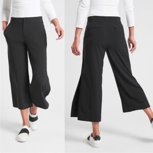 Athleta Tribeca black crop pants wide leg snaps 6